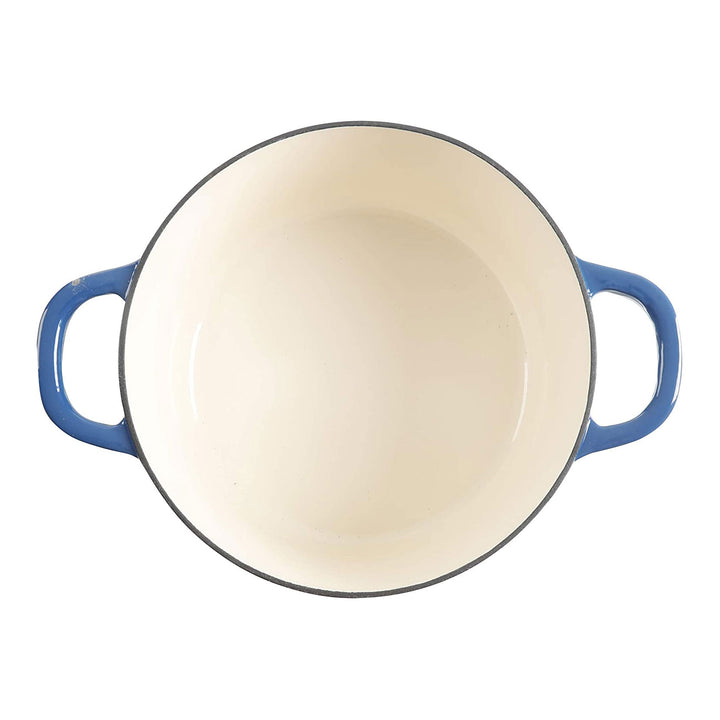 Crock-Pot 7 Quart Enamel Cast Iron Covered Dutch Oven Slow Cooker, Blue (Used) - VMInnovations