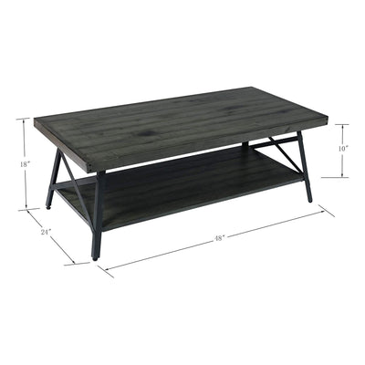 Emerald Home Chandler 48 In Long Rustic Open Storage Coffee Table, Gray (Used)