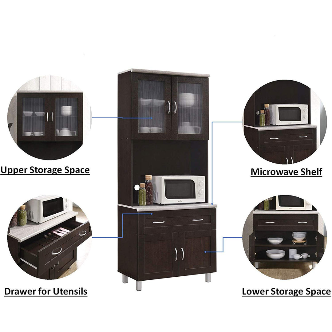 Hodedah Dining Room China Dinnerware Microwave Storage Cabinet (Open Box) - VMInnovations