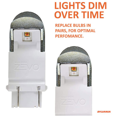 Sylvania Zevo 4157 Amber LED Bright Interior Exterior Mini Light Bulb, 2 Pack