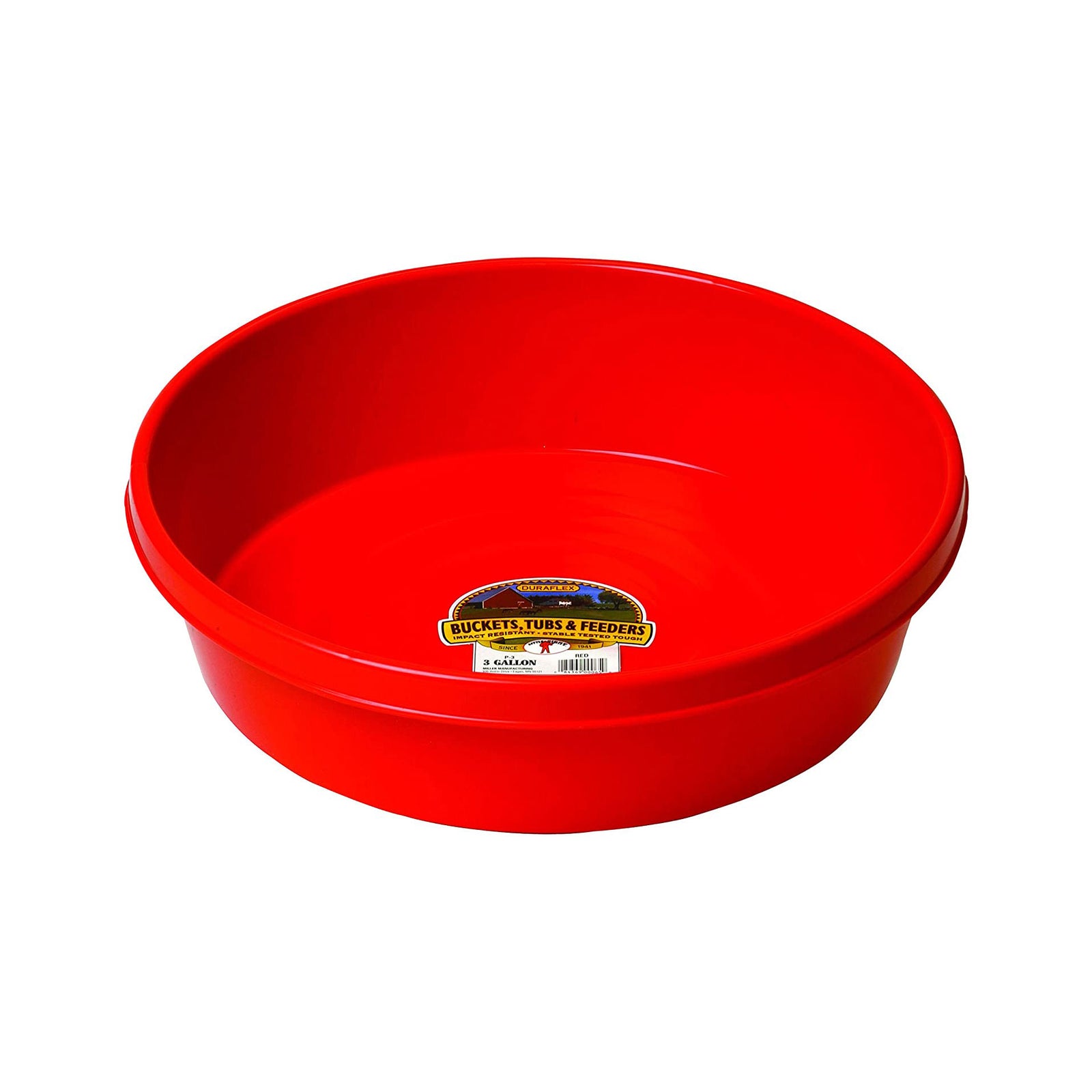 Little Giant 3 Gallon Durable Plastic Flat Farm Livestock Feed Utility Pan, Red - VMInnovations