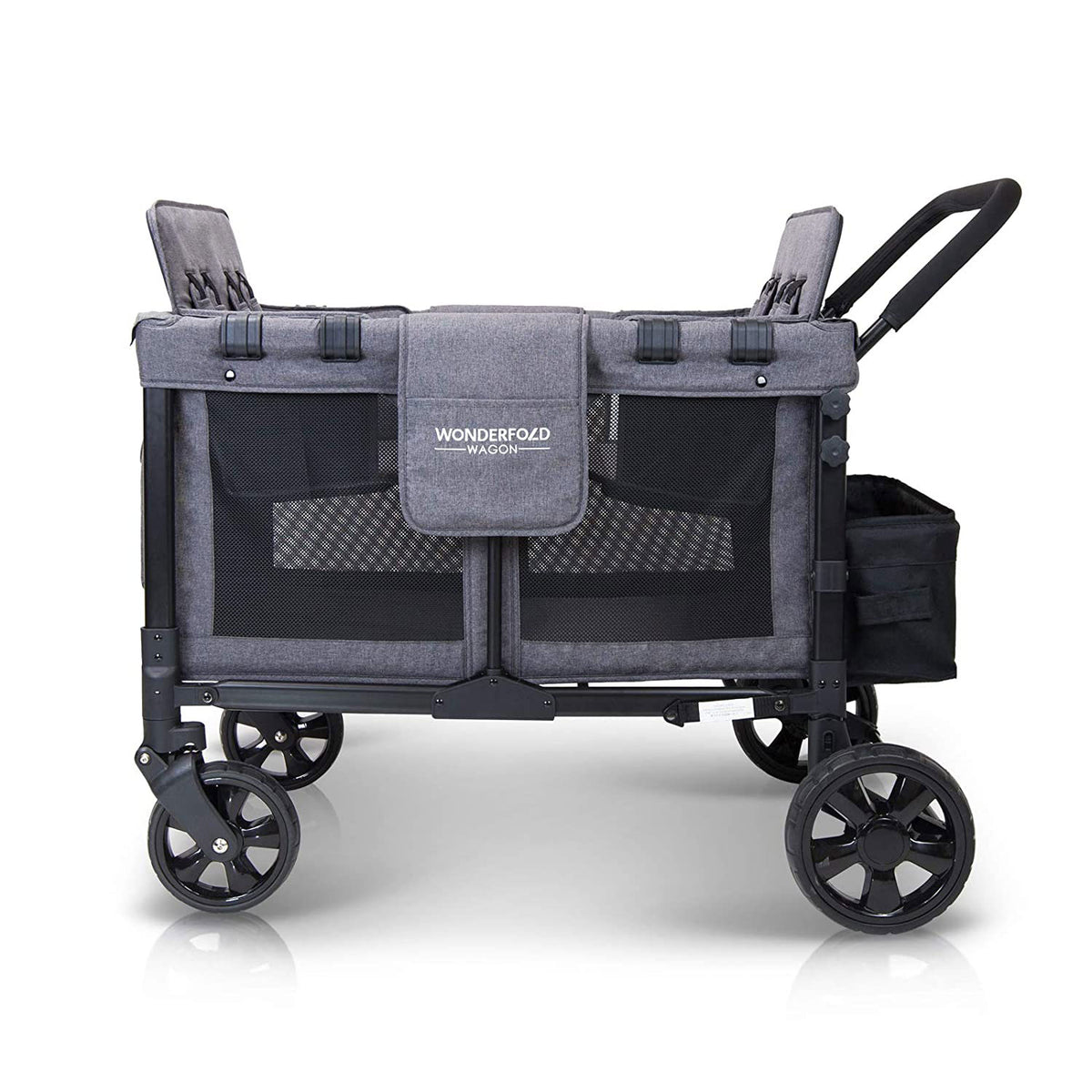 WONDERFOLD 4 Person Folding Push Stroller Wagon w/ Canopy, Gray (Open Box)