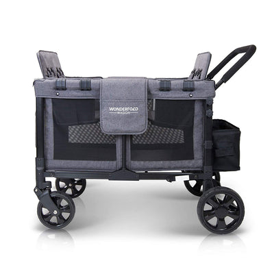 WONDERFOLD 4 Person Folding Push Stroller Wagon w/ Canopy, Gray (Open Box)