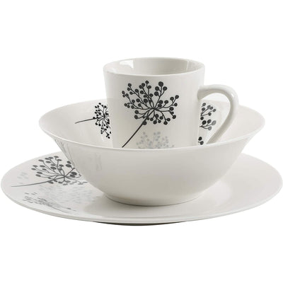 Gibson Netherwood 12 Pc Glaze Dinnerware Plates, Bowls, and Mugs, White (3 Pack)