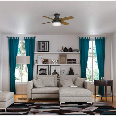 Hunter 44 Inch Dempsey Low Profile Ceiling Fan w/ Light & Remote, Noble Bronze