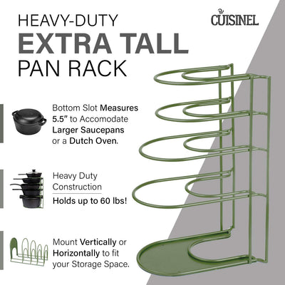 Cuisinel 15 In Extra Large 5 Pan & Pot Organizer 5 Tier Rack, Green (Open Box)