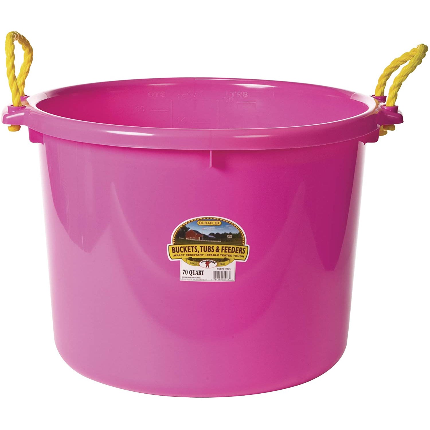 Little Giant 70 Quart Outdoor Muck Tub Utility Bucket with Handles, Hot Pink - VMInnovations