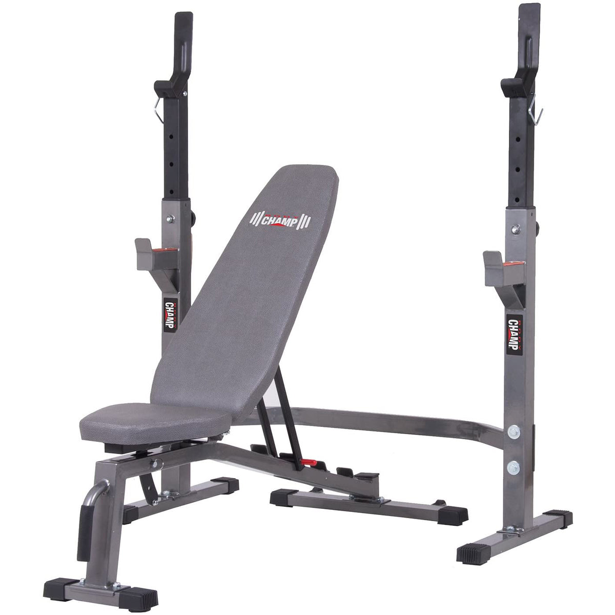Body Champ Two Piece Set Olympic Weight Bench with Squat Rack, Gray (Open Box)