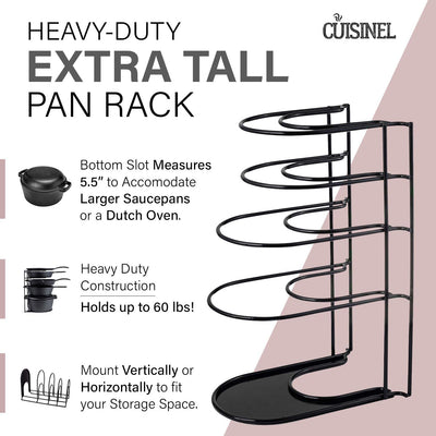 Cuisinel 15 In Extra Large 5 Pan & Pot Organizer 5 Tier Rack, Black (Used)