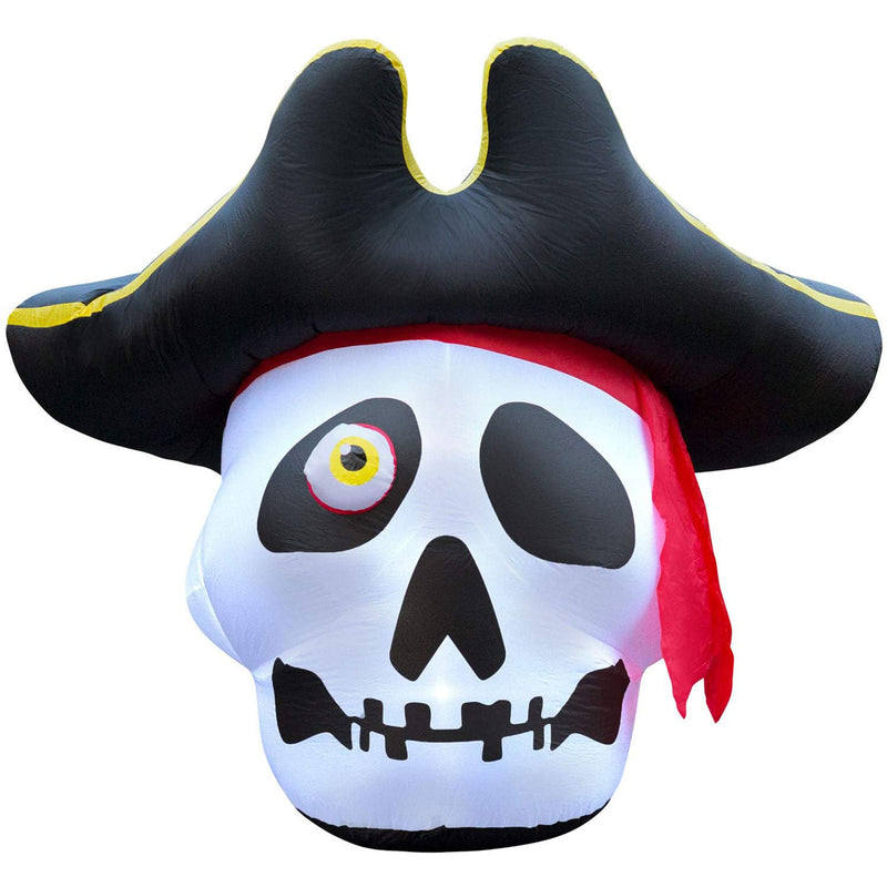 Holidayana 6 Foot Tall Inflatable Light Up Halloween Top Hat Skull (Open Box)