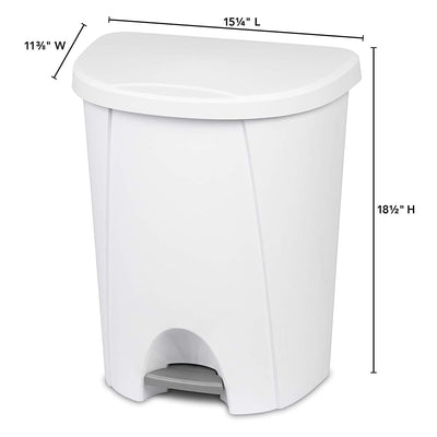 Sterilite 6.6 Gallon/25 Liter Portable Home StepOn Wastebasket, White (4 Pack)