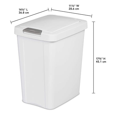 Sterilite 10438004 7.5 Gallon TouchTop Wastebasket with Titanium Latch, White