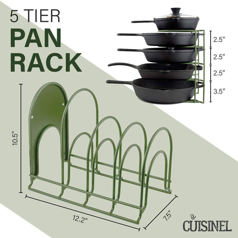 Cuisinel 12.2 In Extra Large 5 Pan & Pot Organizer 5 Tier Rack, Green (Open Box)