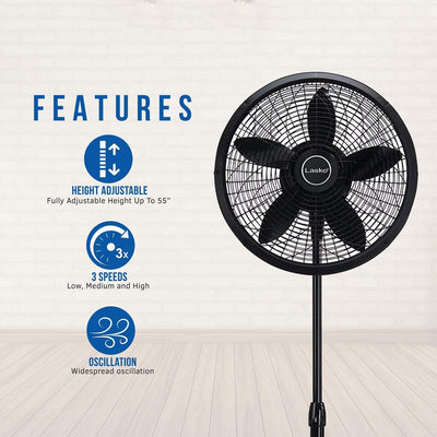 Lasko 18" 3-Speed Elegance and Performance Oscillating Standing Pedestal Fan