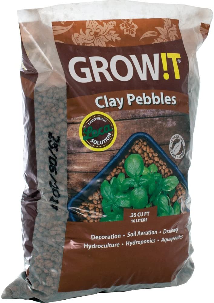 GROW!T GMC10L Hydroponic 100% Natural Clay Pebbles, .35 Cubic Feet/10 Liter Bag