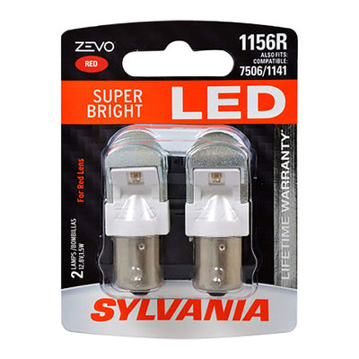 Sylvania Zevo 1156 Red LED Bright Interior Exterior Mini Light Bulb Set, 2 Pack