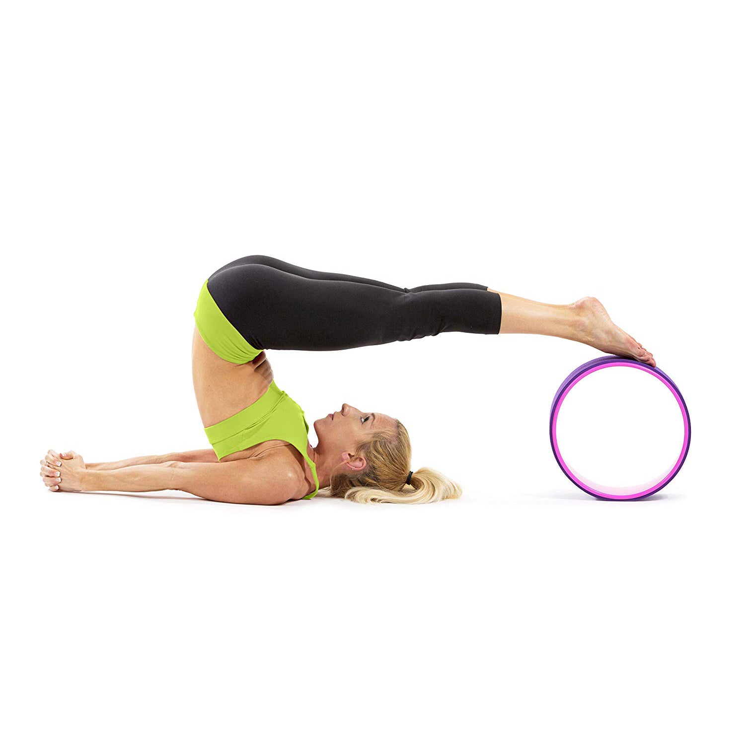 Prosource Fit 12 Inch Yoga Wheel Prop Fitness Equipment, Purple/Pink (Open Box)