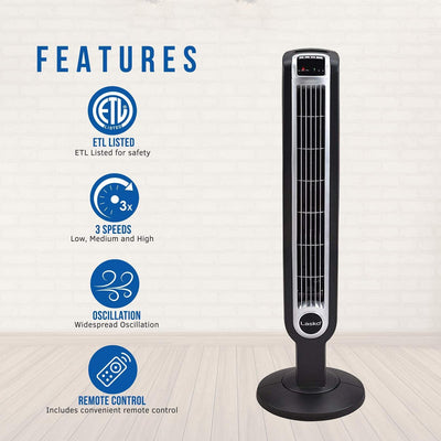 Lasko 2511 36 Inch 3 Speed Quiet Oscillating Tower Fan with Remote (For Parts)