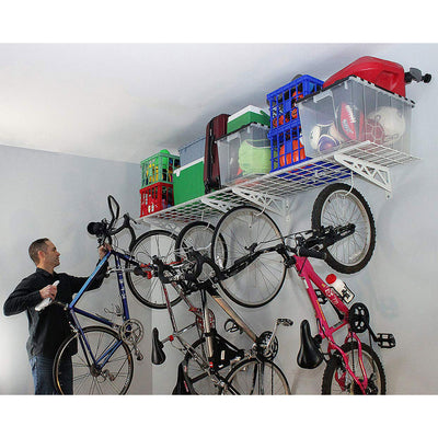 SafeRacks 18x48" Garage Shelf 2-Pack w/ Bike Hooks & 8ct Accessory Hook Package - VMInnovations