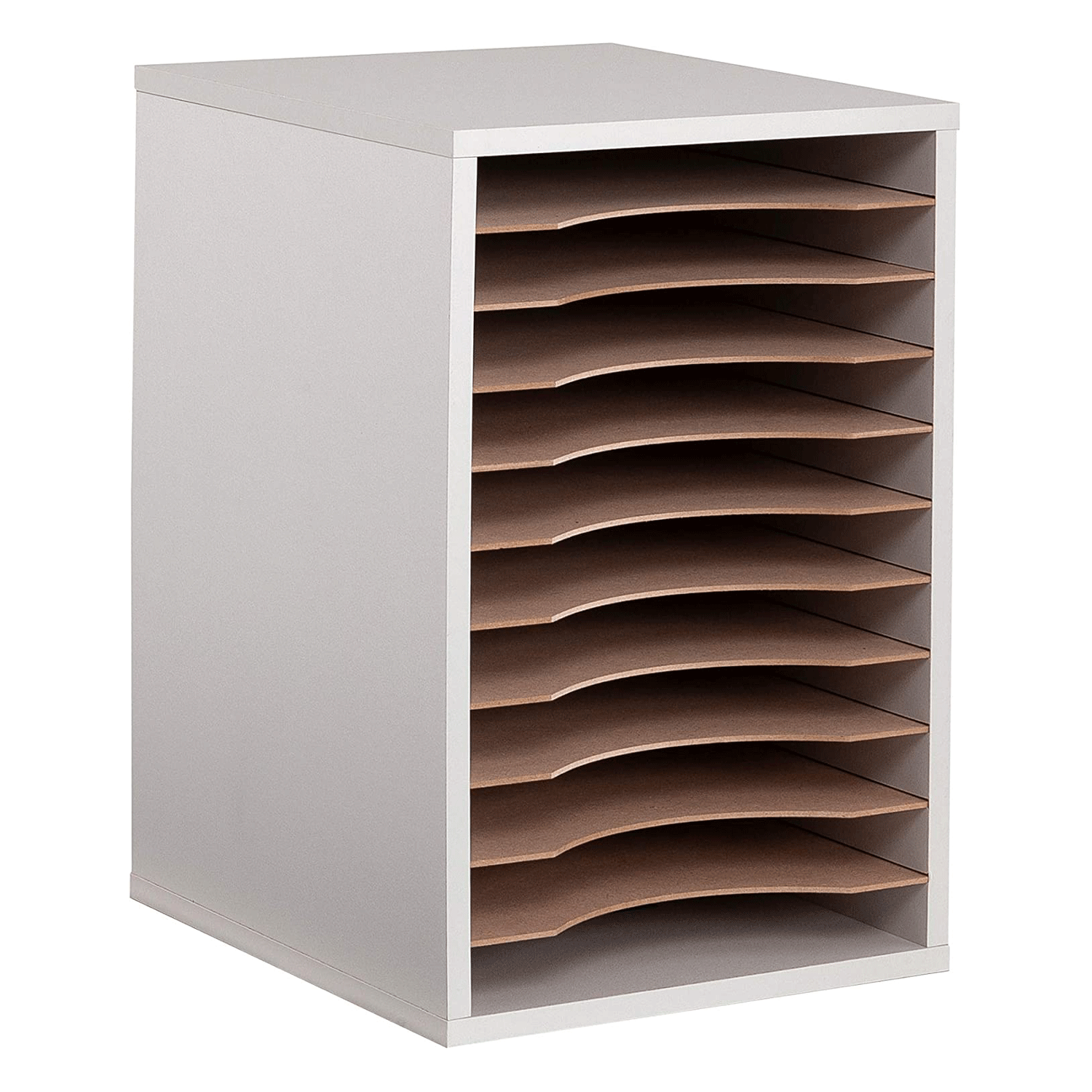 Safco Products Vertical Desktop Sorter with 11 Storage Folder Compartments, Gray