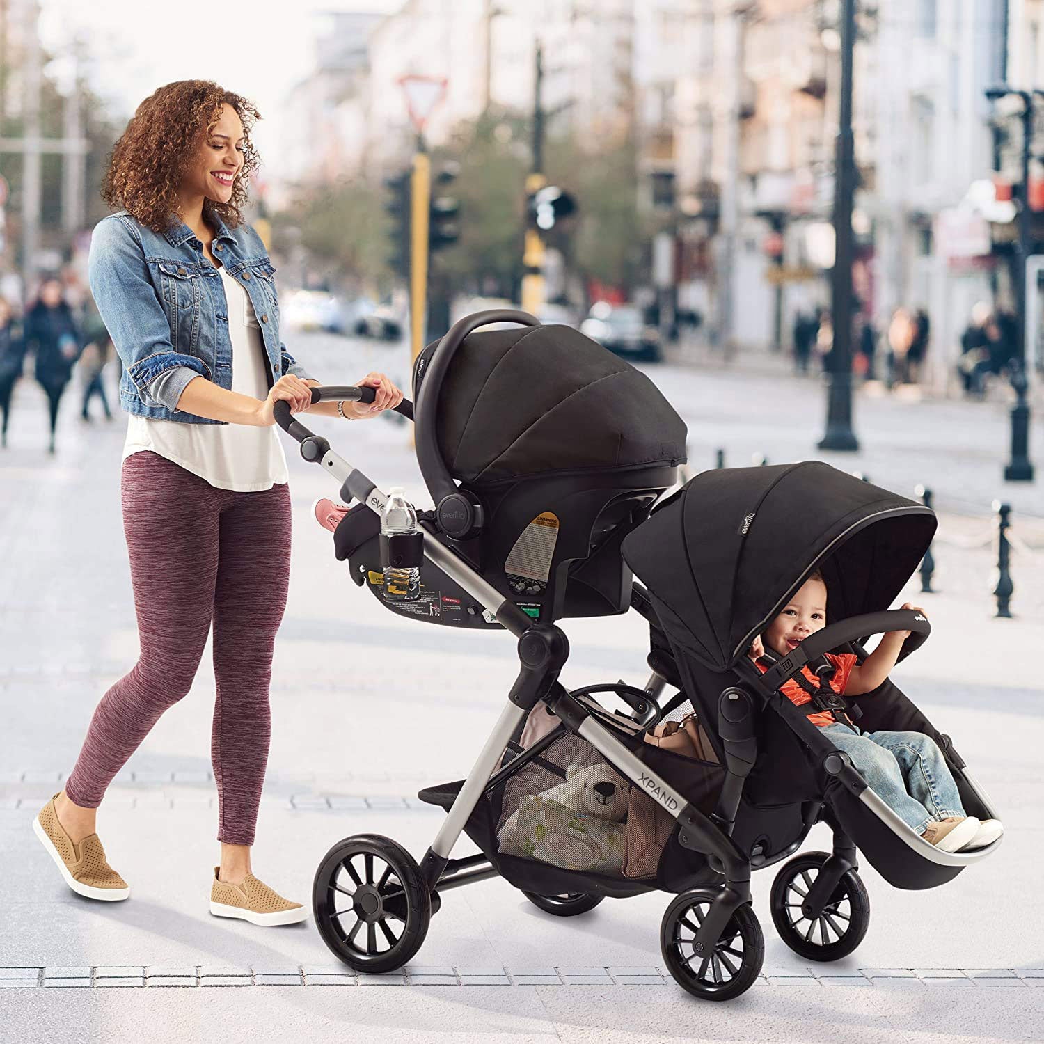 Evenflo Pivot Xpand Modular Travel System with Infant Car Seat, Gray (Open Box)