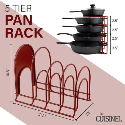 Cuisinel 12.2 In Extra Large 5 Pan & Pot Organizer 5 Tier Rack, Red (Open Box)