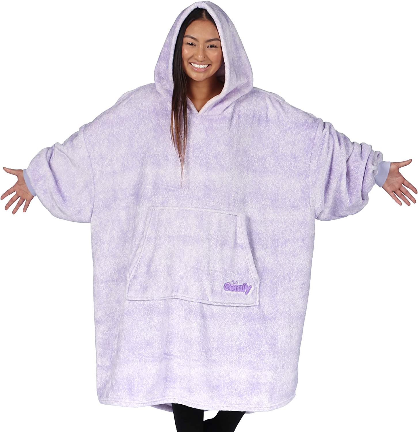 The Comfy Dream Adult Oversized Microfiber Wearable Blanket, Heather Purple - VMInnovations