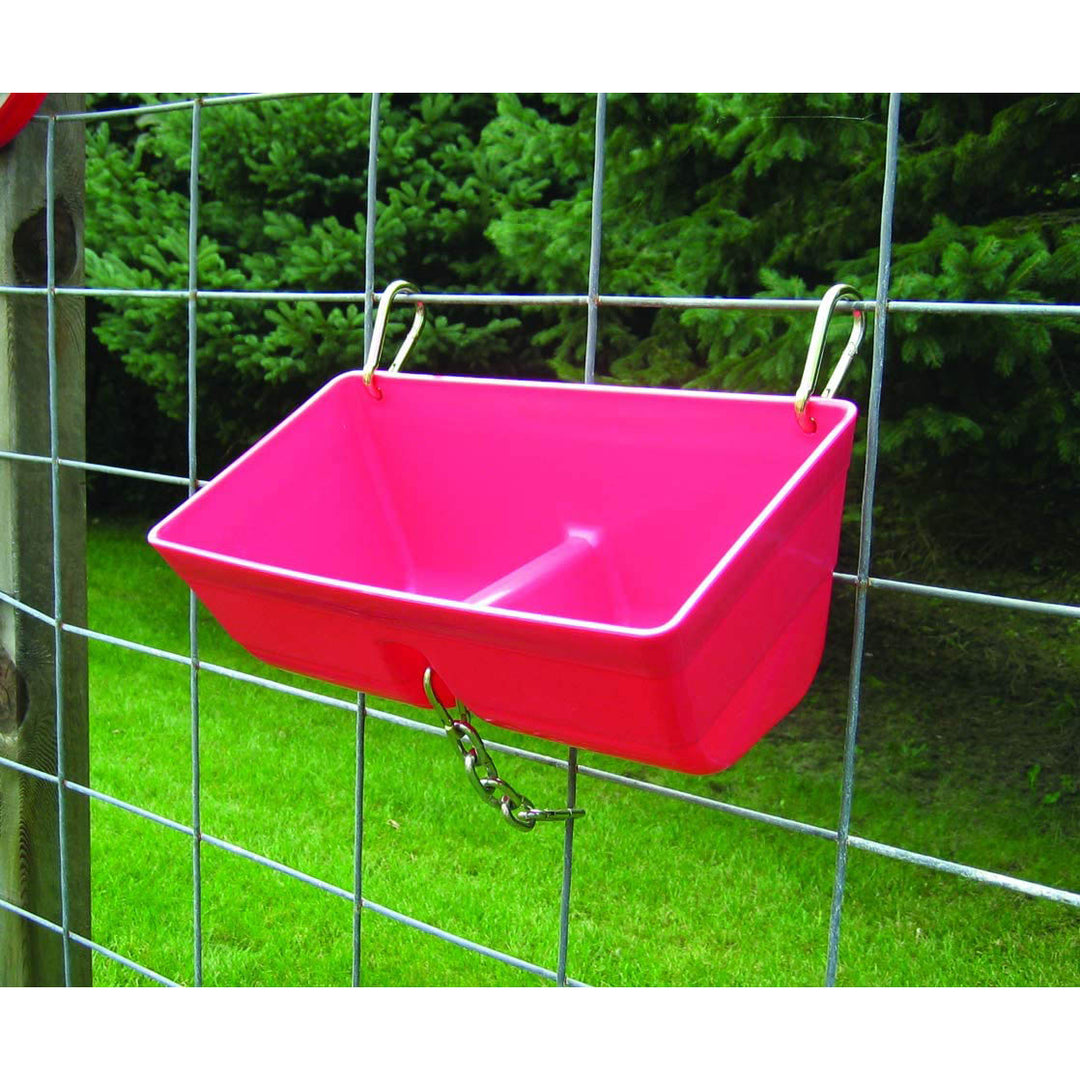 Little Giant 9 Quart Heavy Duty Feed Trough Bucket Fence Feeder, Red (6 Pack)