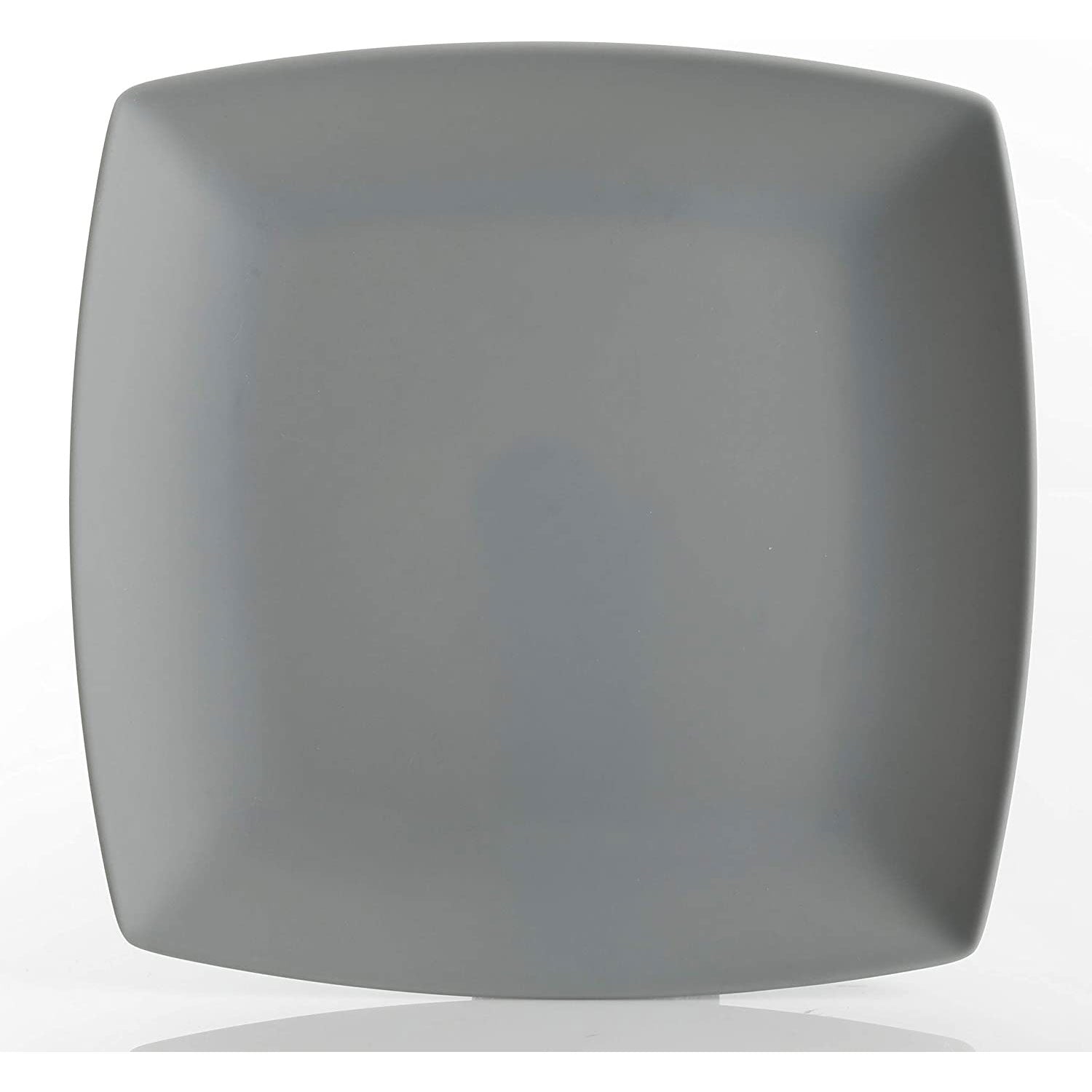 Gibson Home 16 Piece Modern Square Melamine Dinnerware Plate Set Grey (2 Pack)