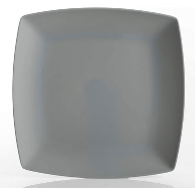 Gibson Home 16 Piece Modern Square Melamine Dinnerware Plate Set Grey (2 Pack)