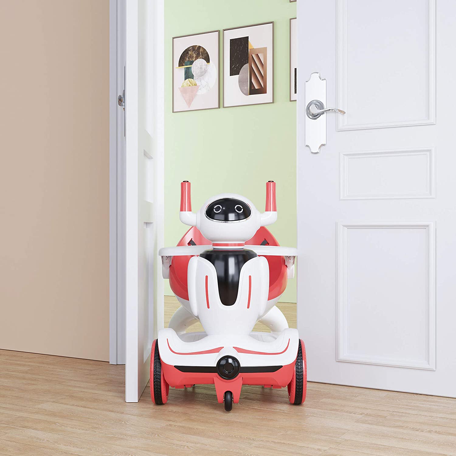 TOBBI 3 in 1 Electric Ride On Robot Buggy Toy Car with Remote Control, Red(Used) - VMInnovations