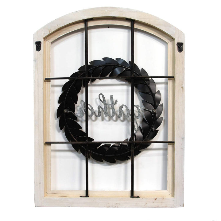 Stratton Home Decor Gather Bronze Wreath Window Wall Decor, White (Used)