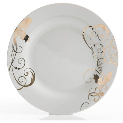Gibson Porcelain 16 Pc Dinnerware Set Plates, Bowls, & Mugs Seasonal Gold (Used)
