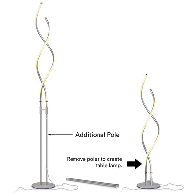 Brightech Embrace LED 2 In 1 Spiral Bright Standing Floor Lamp, Platinum Silver (Refurbished)
