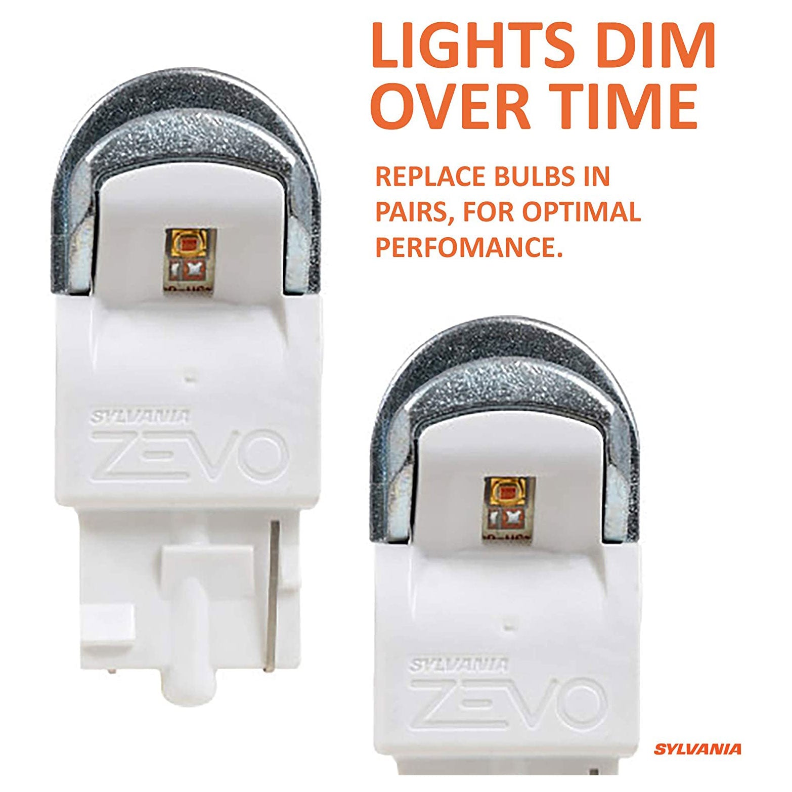 Sylvania Zevo 7443 Amber LED Bright Interior Exterior Light Bulb, 2 Pack (Used)