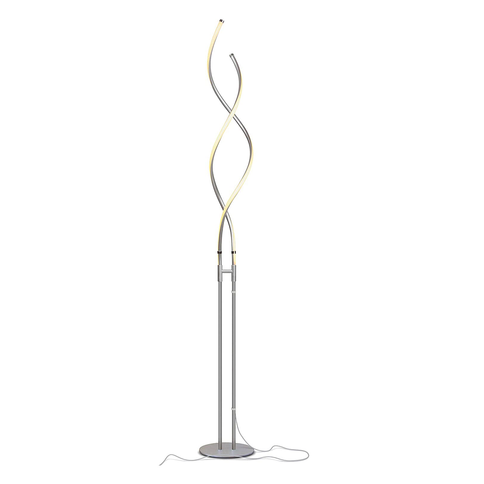 Brightech Embrace LED 2 In 1 Spiral Bright Standing Floor Lamp, Platinum Silver (Refurbished)