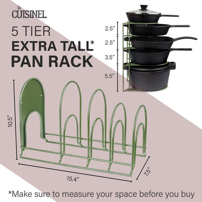 Cuisinel 15 In Extra Large 5 Pan & Pot Organizer 5 Tier Rack, Green (Open Box)