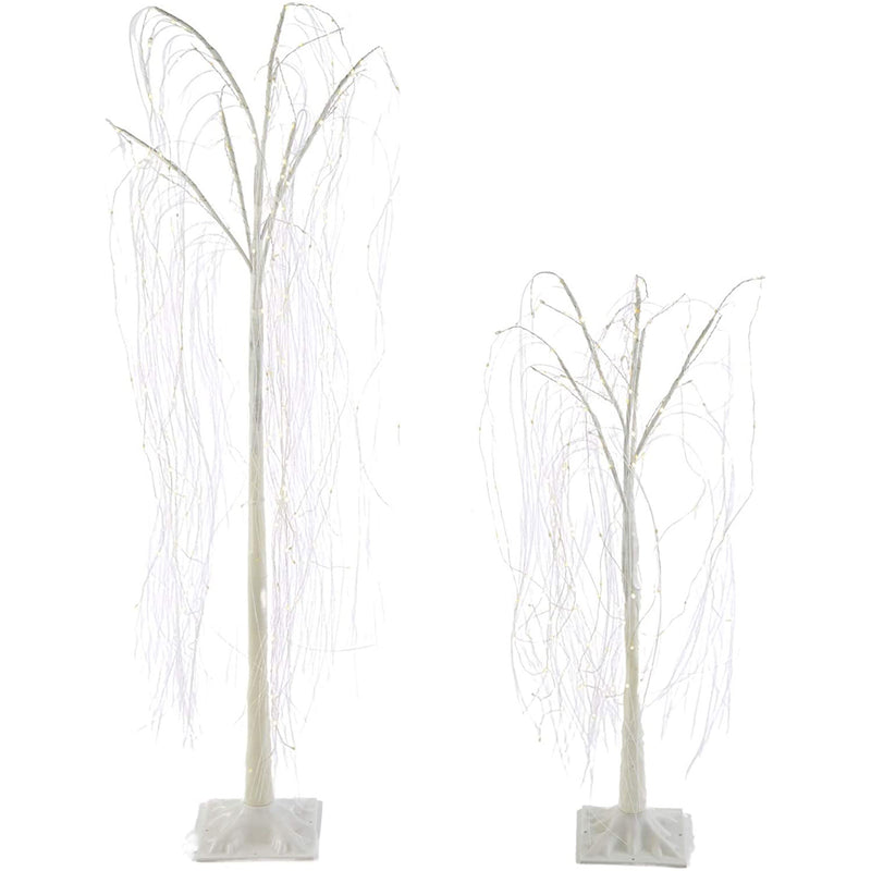 NOMA Pre Lit LED Light Up Willow Tree Outdoor Holiday Lawn Decoration, 2 Pack