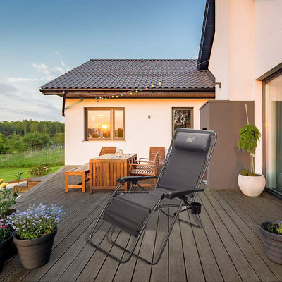 Timber Ridge Zero Gravity Locking Outdoor Recliner Lounge Chair, Gray (2 Pack)