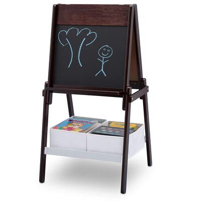 Delta Children Wooden Double-Sided Basket Easel, Dark Chocolate (Open Box)