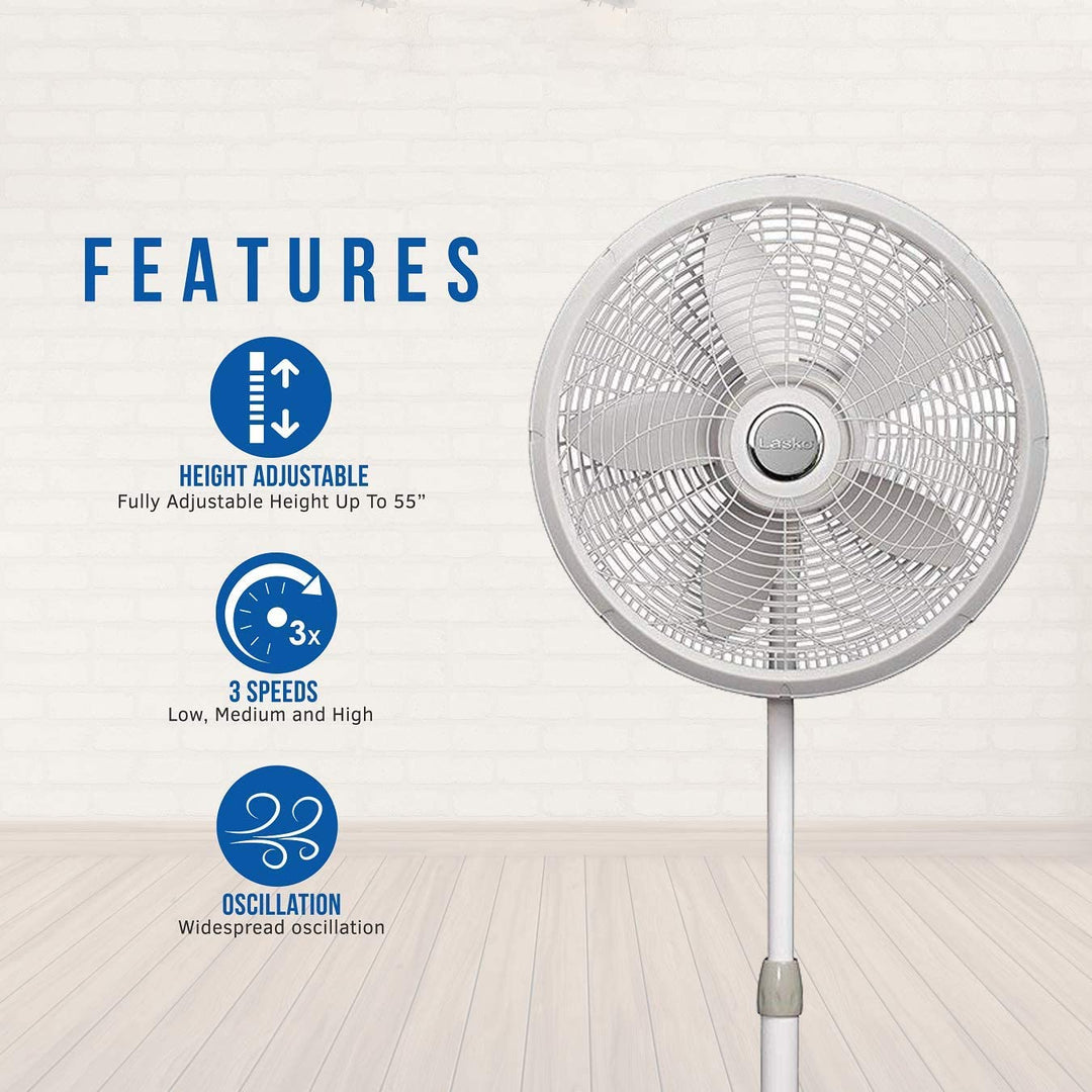 Lasko 18 Inch Elegance and Performance Oscillating Standing Pedestal Fan (Used)