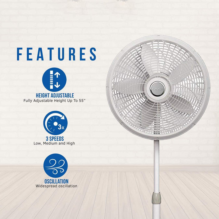 Lasko 18 Inch Elegance and Performance Oscillating Standing Pedestal Fan (Used)