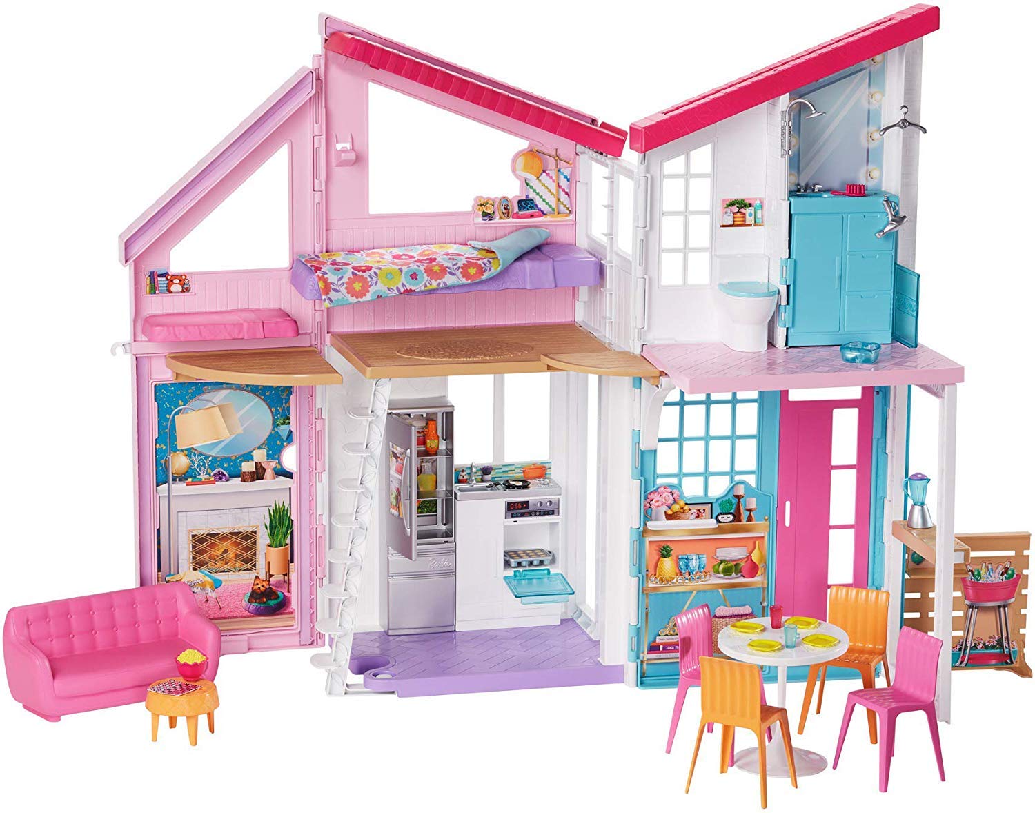 Barbie Malibu 2 Story 6 Room house Playset with over 25 Accessories (Open Box)
