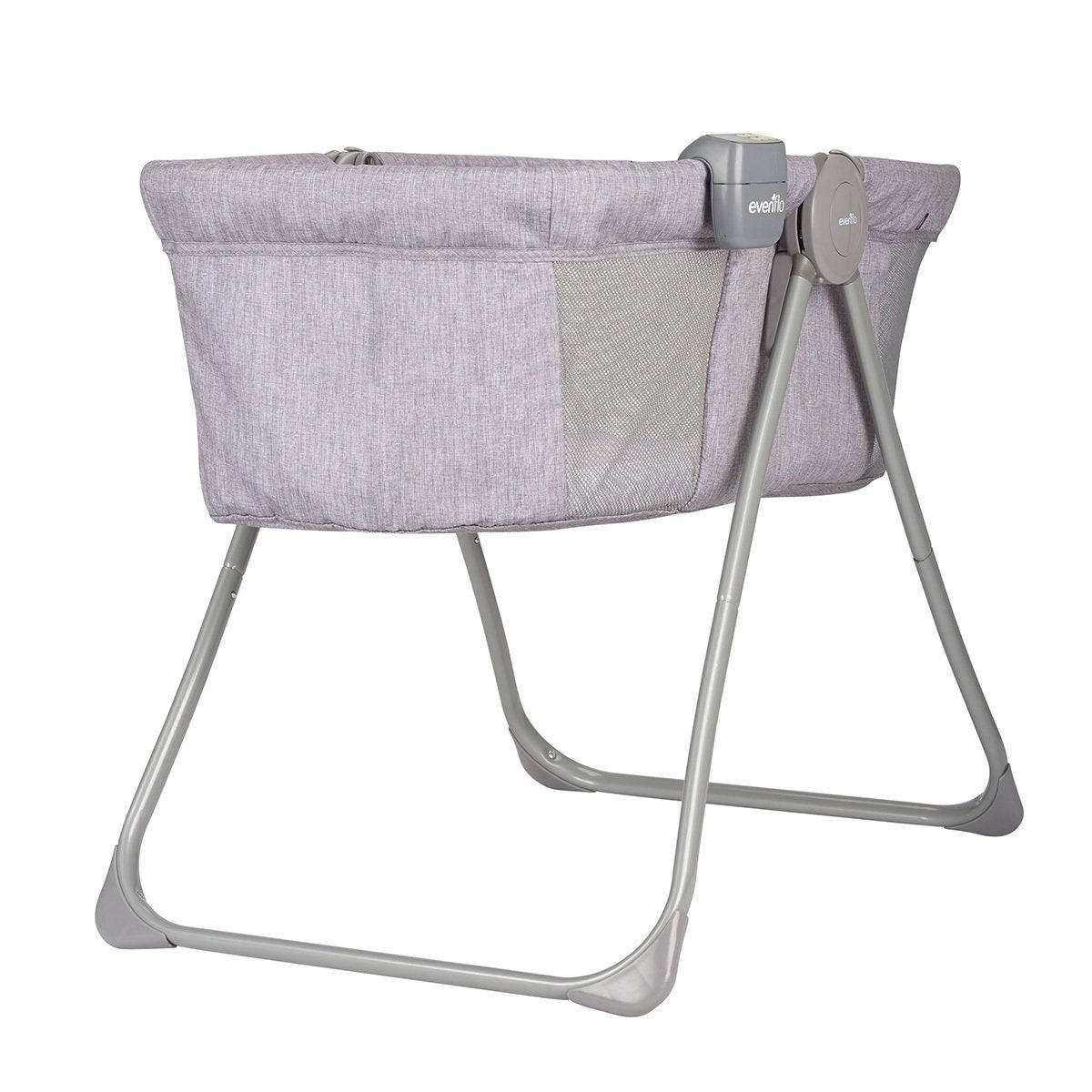 Evenflo Loft Portable Bassinet Crib with Bluetooth Speaker, Chevron Melange Gray