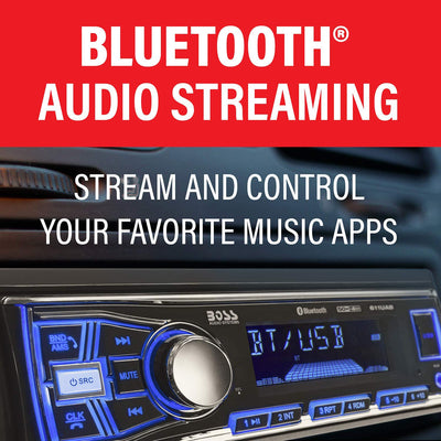 Boss 611UAB Single Din USB/SD AUX Bluetooth Radio Car Stereo Receiver (4 Pack)