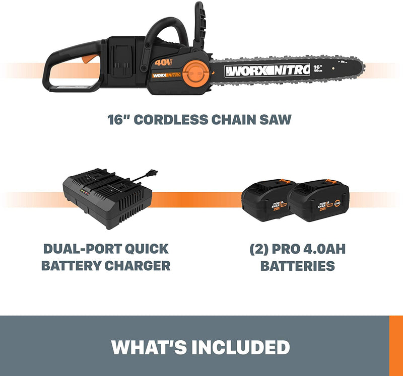 WORX Power Share 40V 16" Cordless Chainsaw w/ Battery & Charger (For Parts)