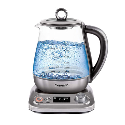 Chefman 1.5 Liter Stainless Steel Electric Glass Kettle Tea Infuser (Open Box)
