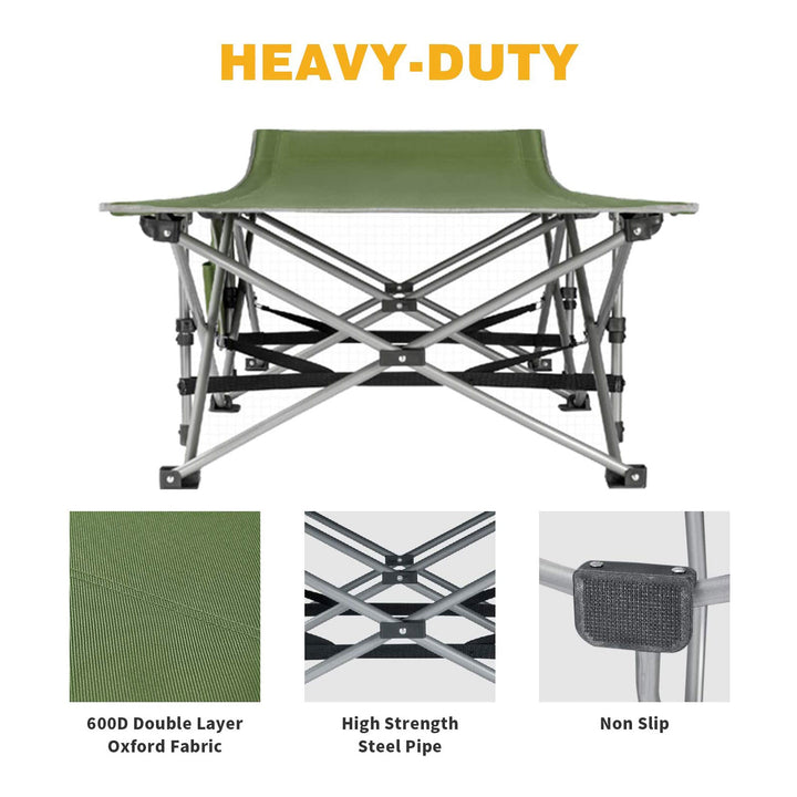 KingCamp Folding Deluxe Lightweight Portable Camping Side Pocket Cot(Open Box)