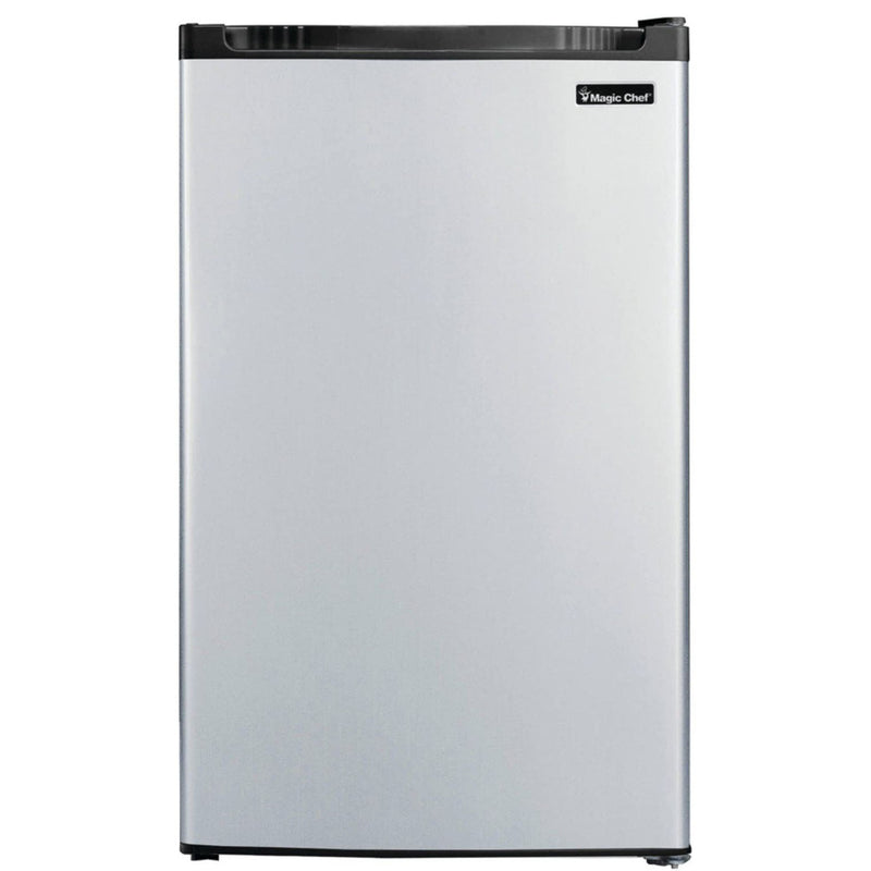 Magic Chef 4.4 Cubic Feet Compact Mini Refrigerator & Freezer, Silver(For Parts)