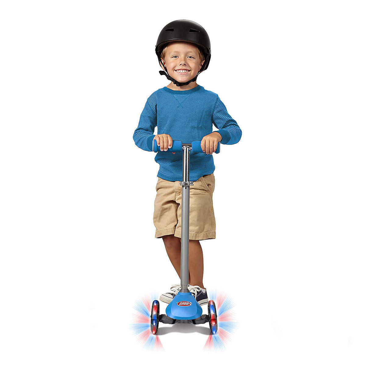 Radio Flyer Lean 'N Glide Kids 3-Wheel Scooter with Light Up Wheels, Blue (Used)